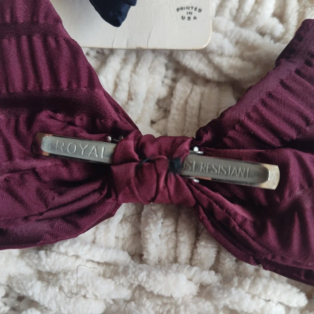Vintage Bow Tie Butterfly Clip On Burgundy Dark blue Set of 2 Boys Toddler